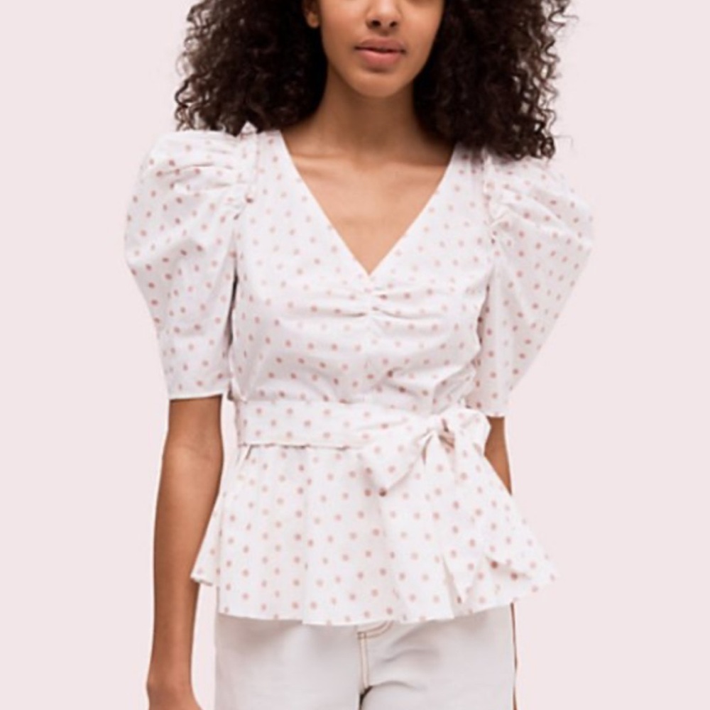 kate spade dot cotton drape blouse size 4